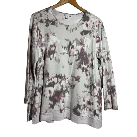 J. Jill Pure Jill Women XL/P Watercolor Long Sleeve Floral Top Pima Cotton - Picture 1 of 8